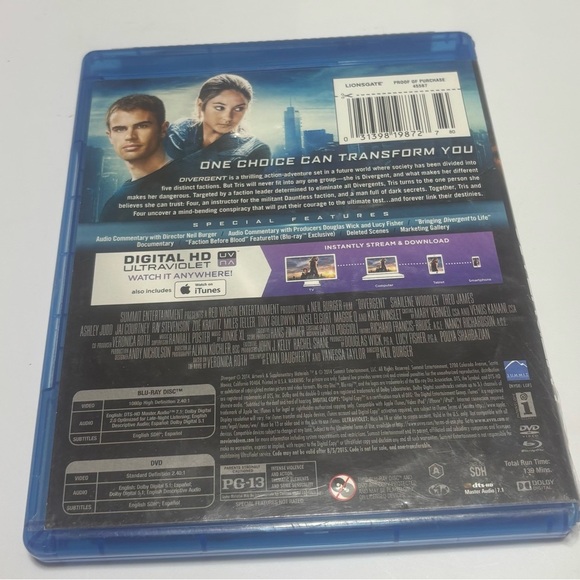 Divergent Blu-ray, DVD, and Digital HD combo pack of the movie - Picture 2 of 3